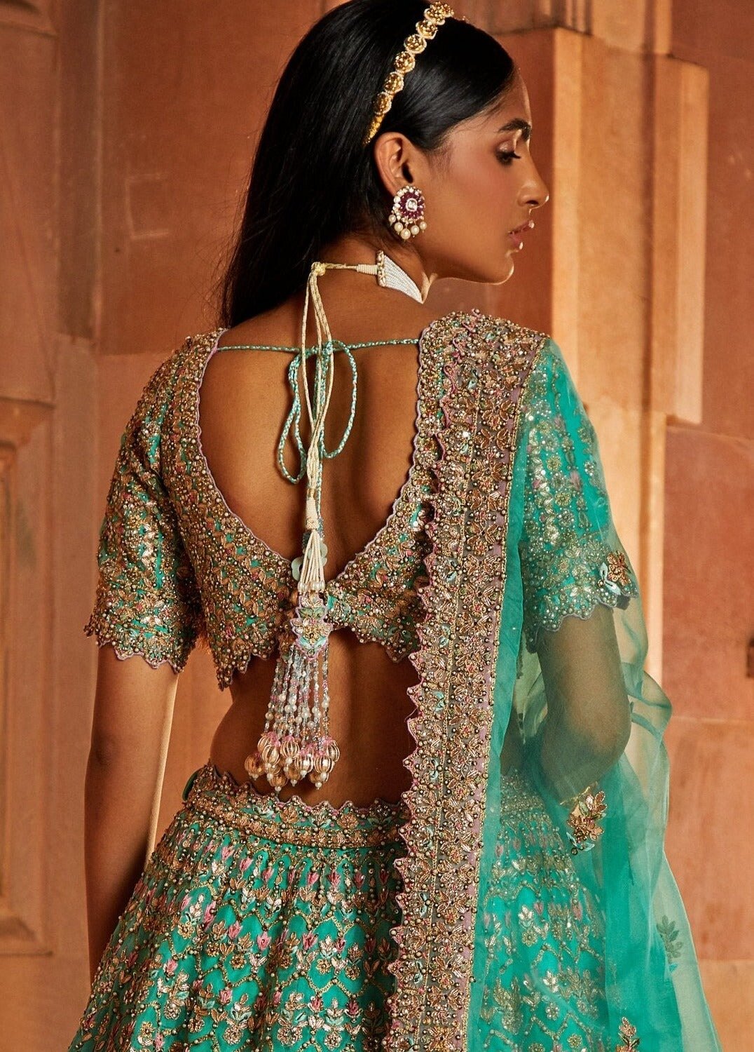 Fresh Green Organza Lehenga Set Nitika Gujral - Fabilicious Fashion