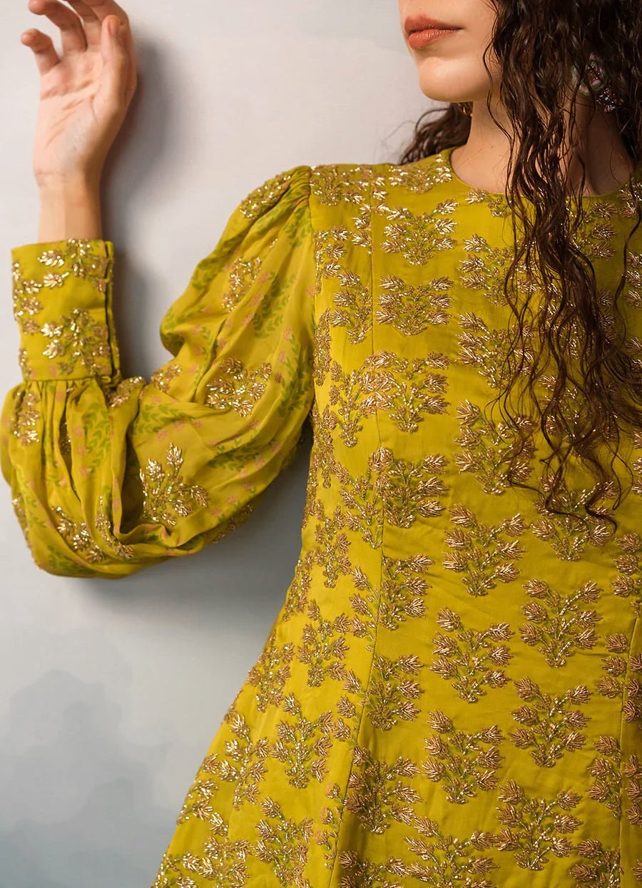 Fresh Olive Green Printed Peplum Sharara Set Ease - Fabilicious Fashion