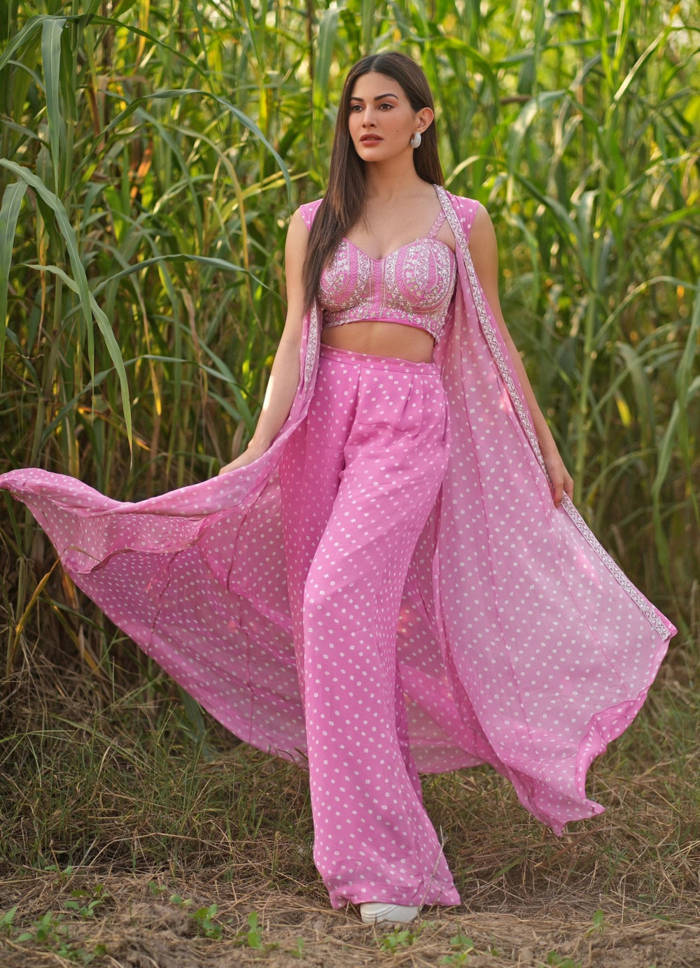Chamee and Palak Fun Pink Bustier And Jacket SetFabilicious Fashion