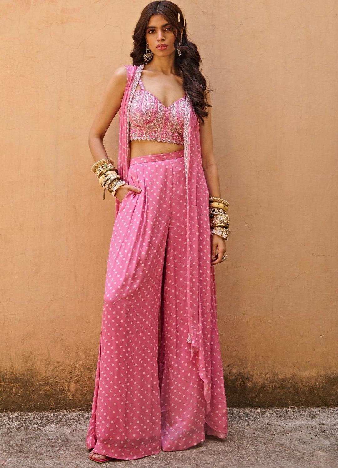 Chamee and Palak Fun Pink Bustier And Jacket SetFabilicious Fashion