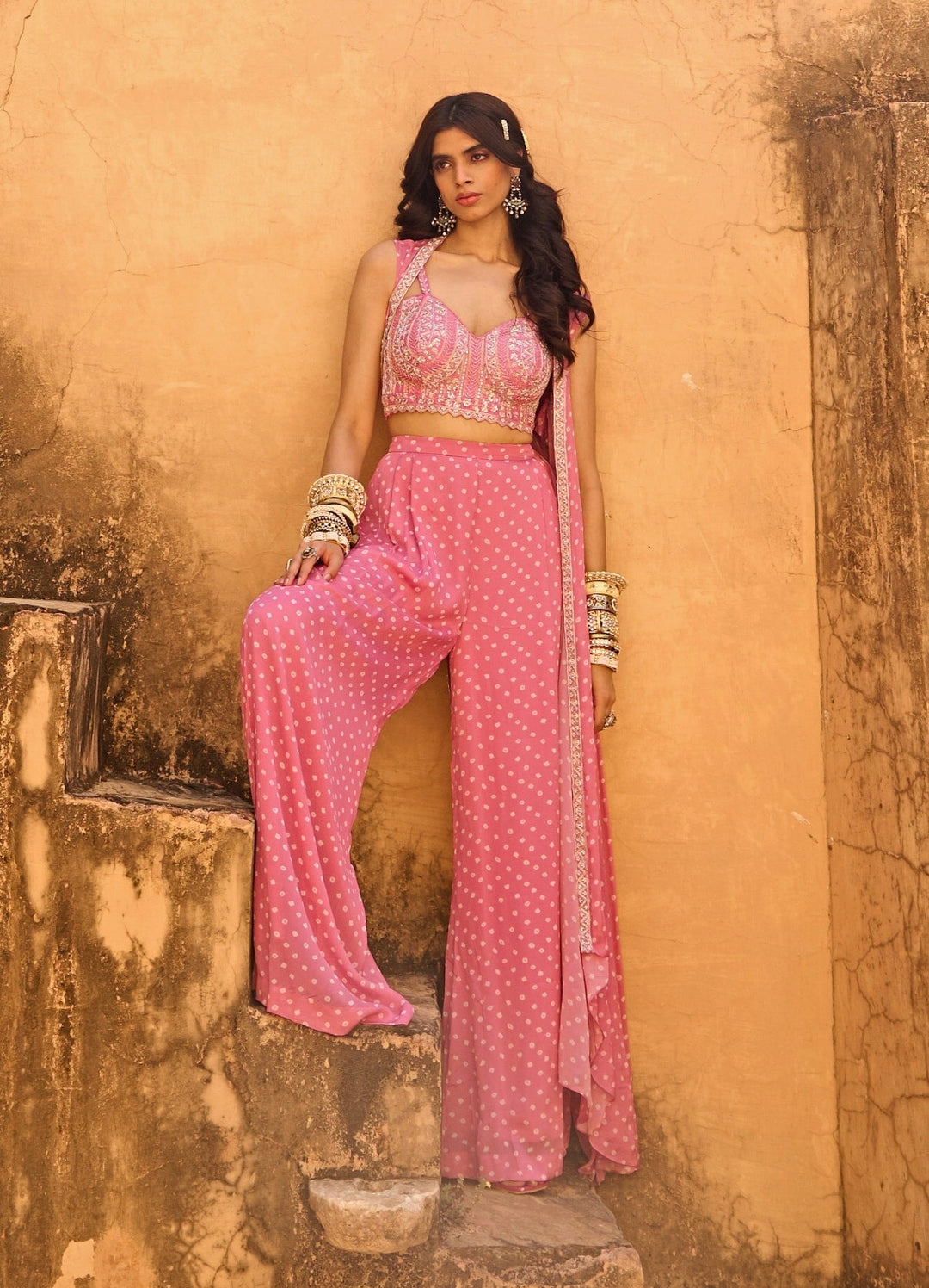 Chamee and Palak Fun Pink Bustier And Jacket SetFabilicious Fashion