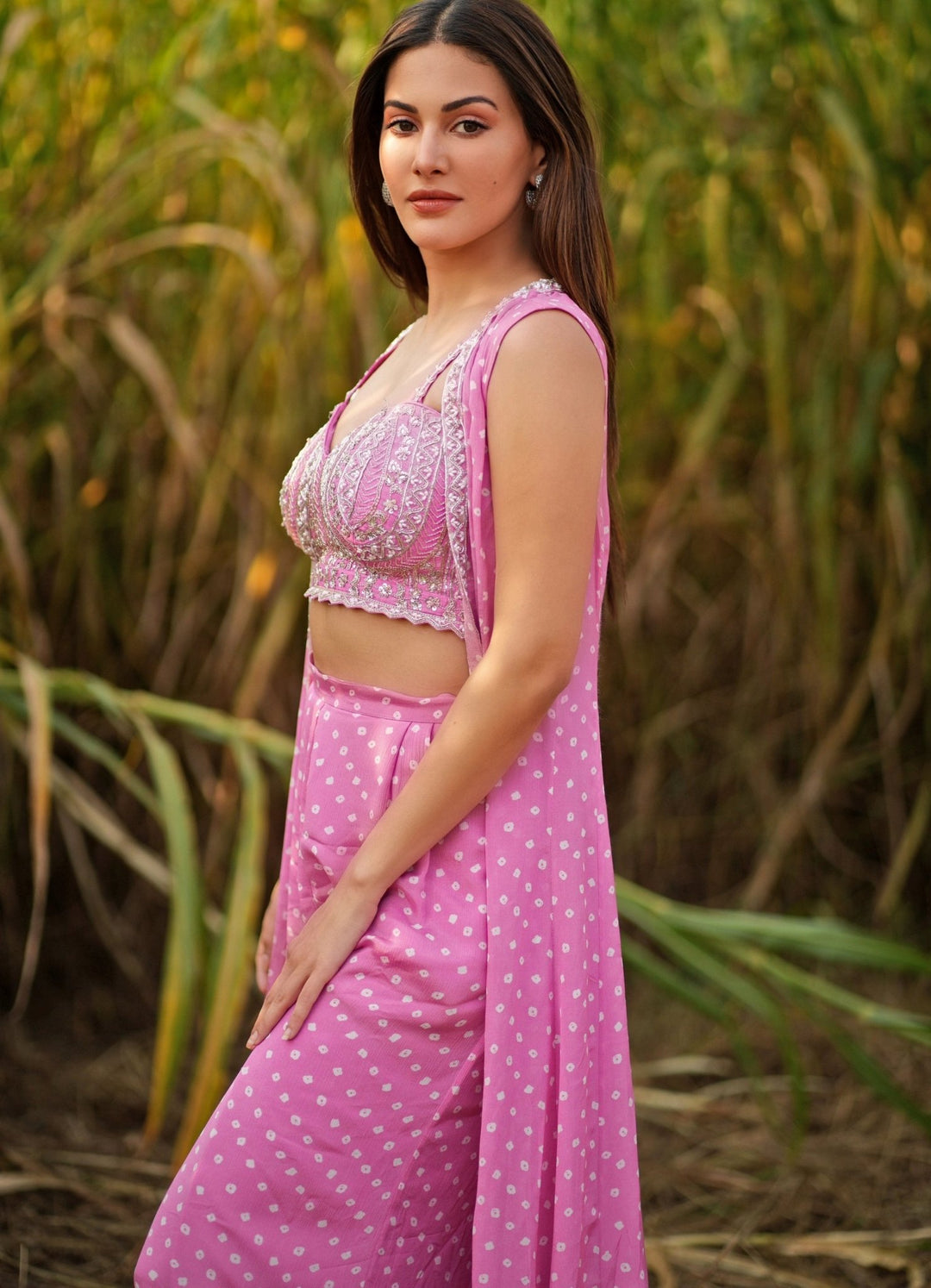 Chamee and Palak Fun Pink Bustier And Jacket SetFabilicious Fashion