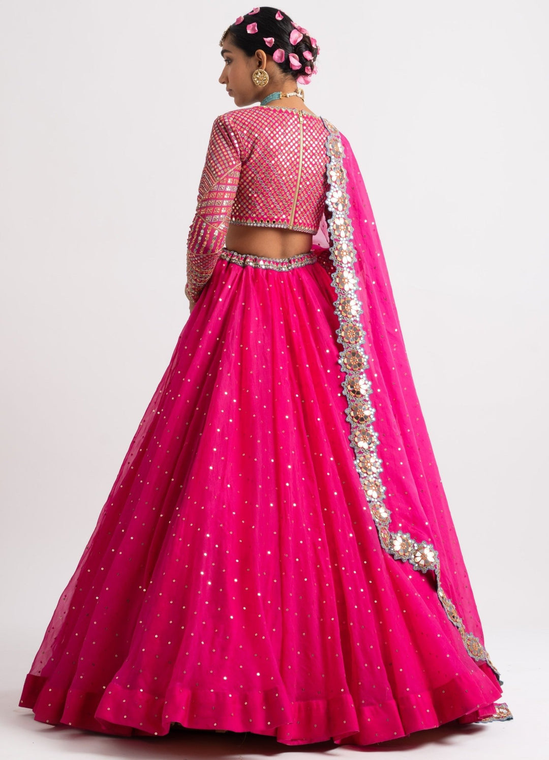 Fuschia Pink Silk Organza Lehenga Set Vvani by Vani Vats - Fabilicious Fashion