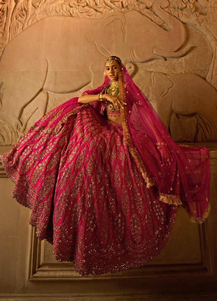 Fuschia Red Raw Silk Bridal Lehenga Set Nitika Gujral - Fabilicious Fashion