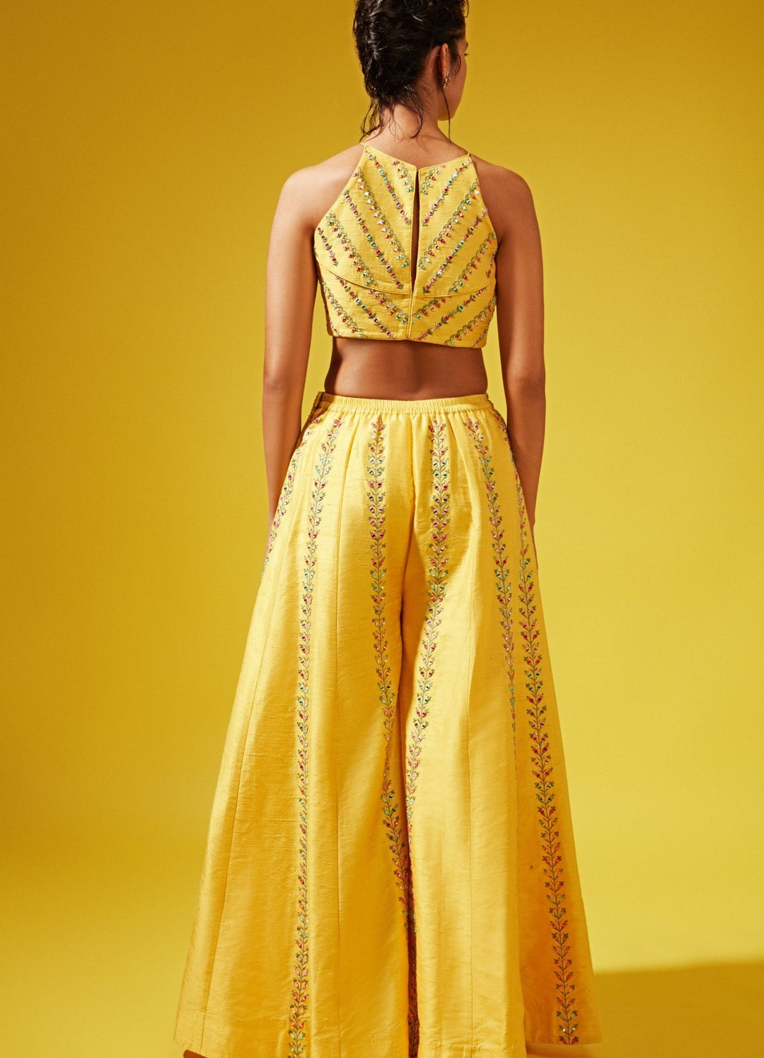 Gina Yellow Pallazo Set Chamee n Palak - Fabilicious Fashion