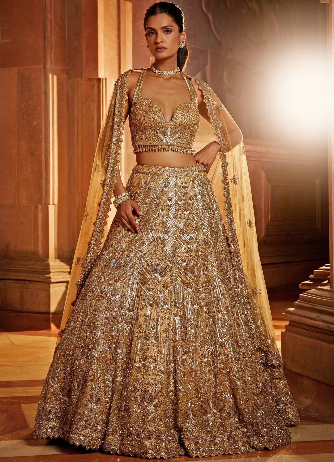 Glam Gold Tulle Lehenga Set Nitika Gujral - Fabilicious Fashion