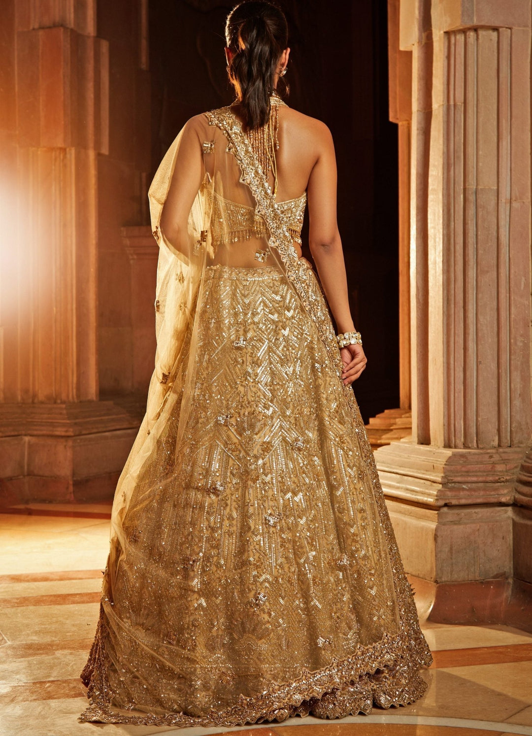 Glam Gold Tulle Lehenga Set Nitika Gujral - Fabilicious Fashion