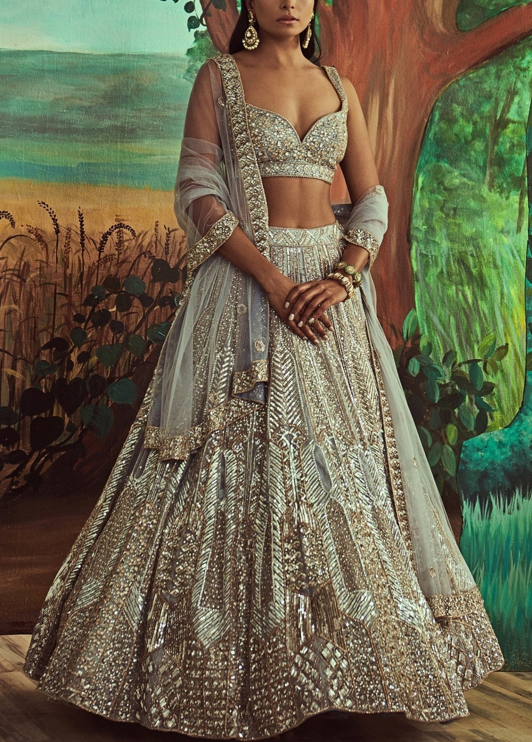 Glam Grey Sequins Lehenga Set Angad Singh - Fabilicious Fashion