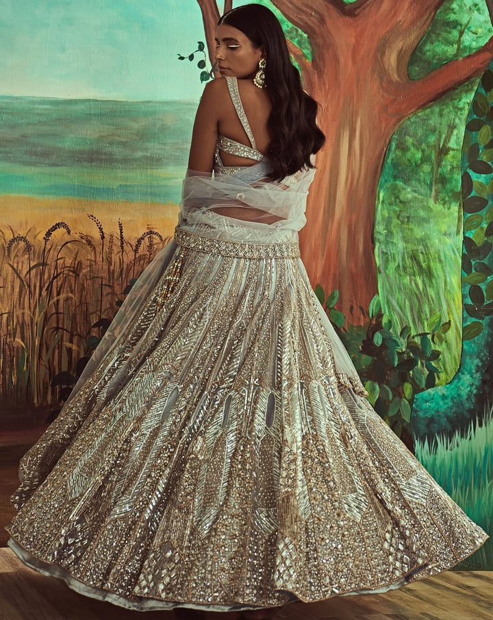 Glam Grey Sequins Lehenga Set Angad Singh - Fabilicious Fashion