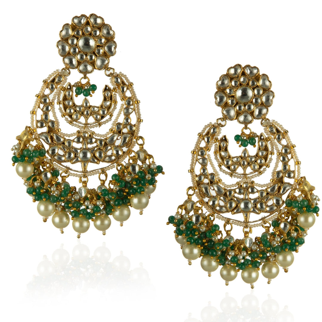 Glittering Green Bead Choker Set With Chand Baalis Riana by Shikha Jindal - Fabilicious Fashion