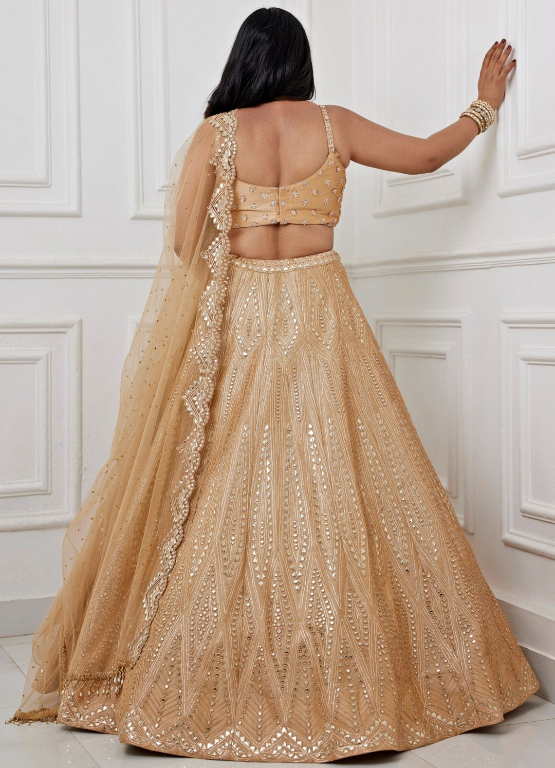 Gold Embroidered Silk Lehenga Set Chamee and Palak - Fabilicious Fashion