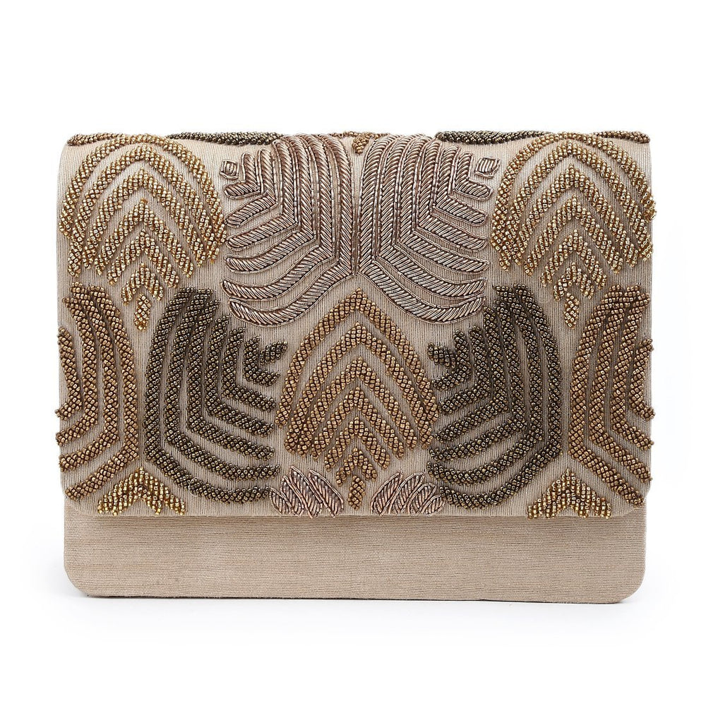 Gold Fern Clutch The Purple Sack - Fabilicious Fashion