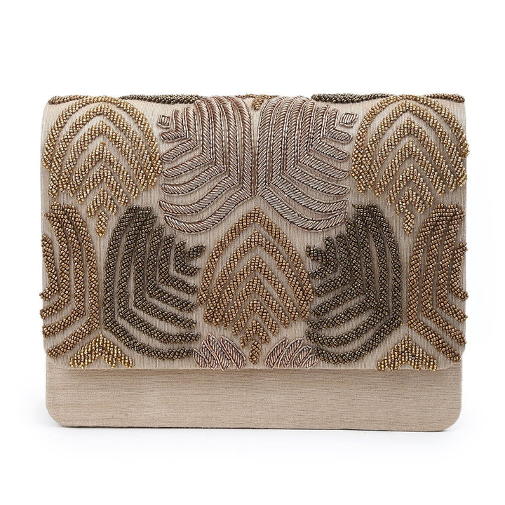 Gold Fern Clutch The Purple Sack - Fabilicious Fashion