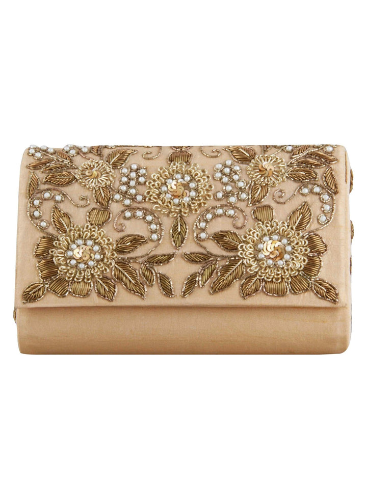 Gold Floral Clutch The Purple Sack - Fabilicious Fashion