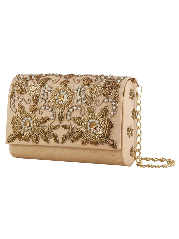 Gold Floral Clutch The Purple Sack - Fabilicious Fashion