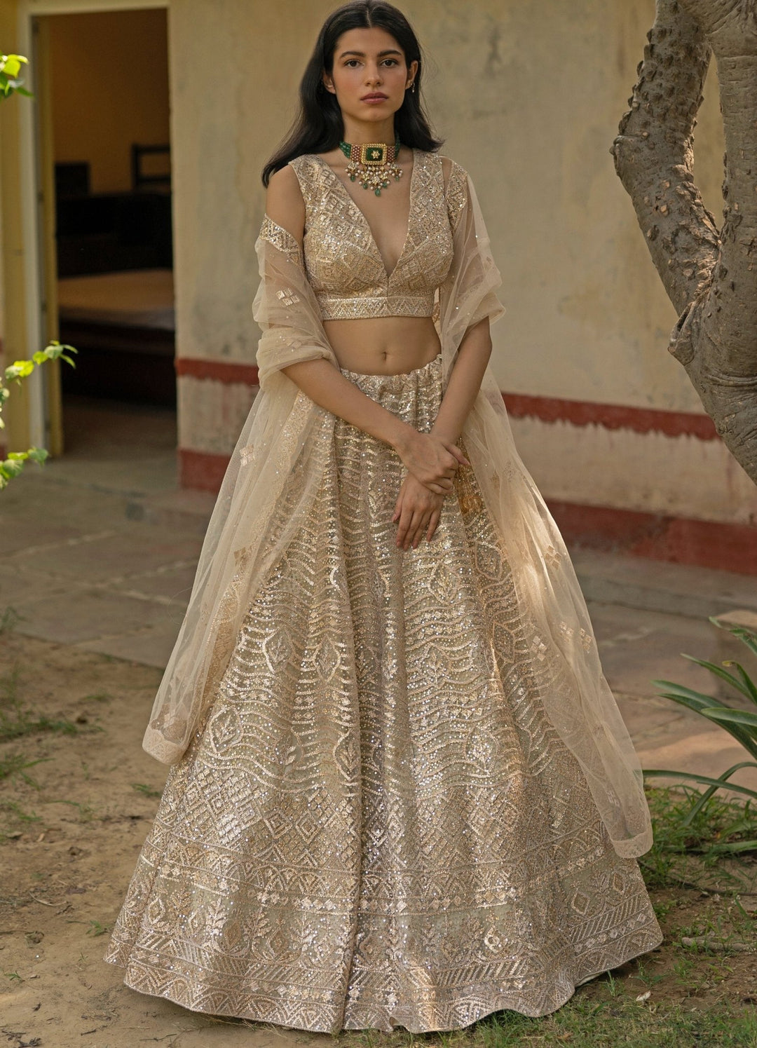 Gold Gota and Sequinned Lehenga Set Angad Singh - Fabilicious Fashion