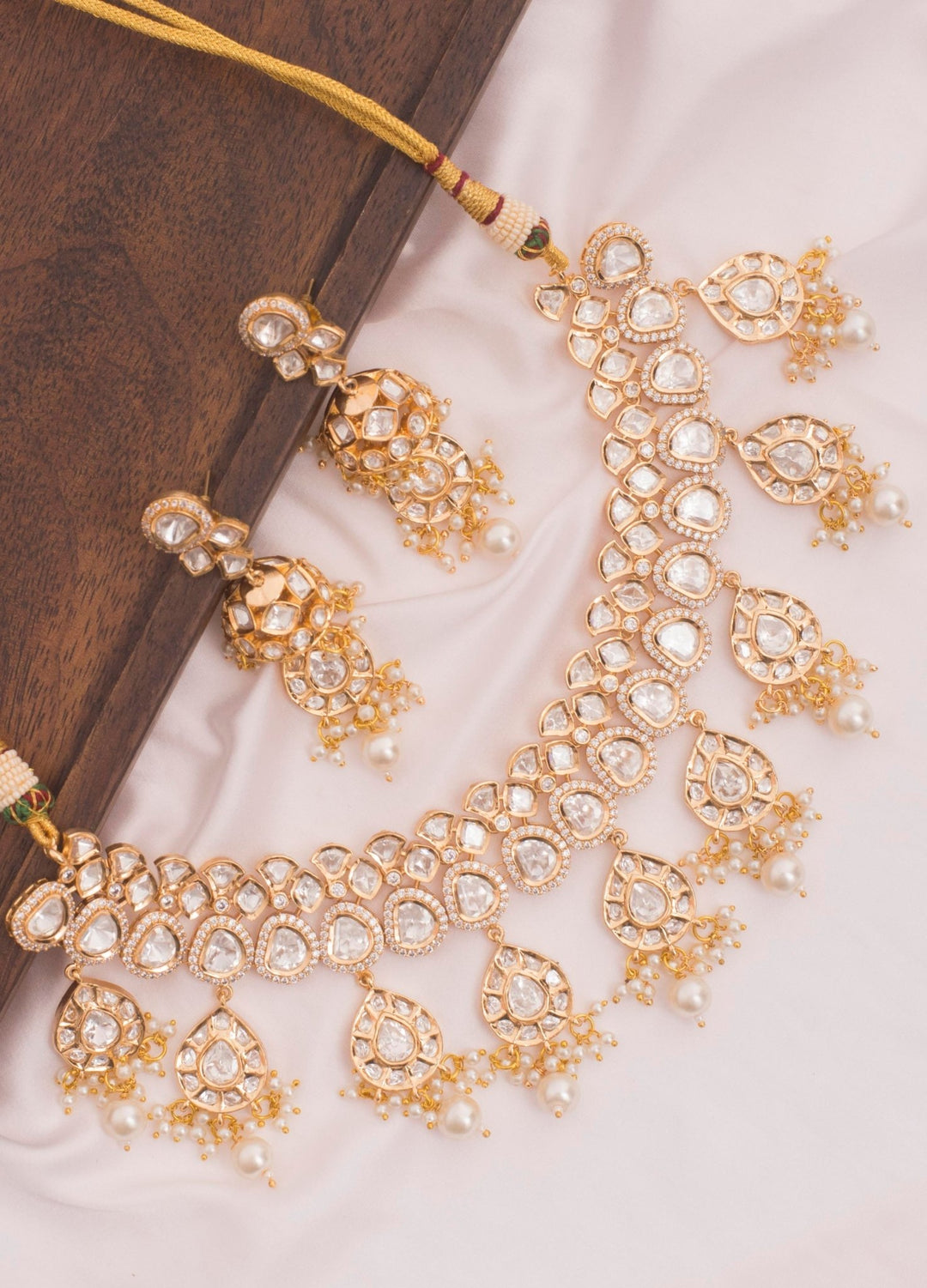 Gold Kundan Choker Set With Pearls Zevar By Geeta - Fabilicious Fashion