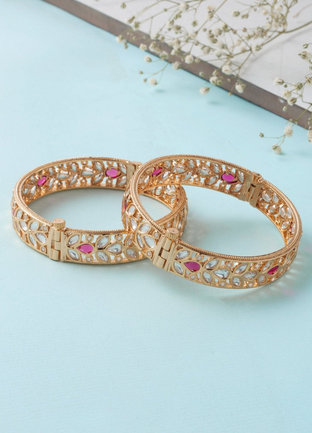 Gold Kundan Kada With Ruby Stones Zevar By Geeta - Fabilicious Fashion