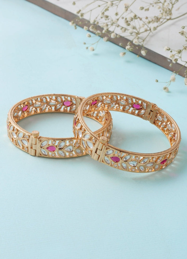 Gold Kundan Kada With Ruby Stones Zevar By Geeta - Fabilicious Fashion