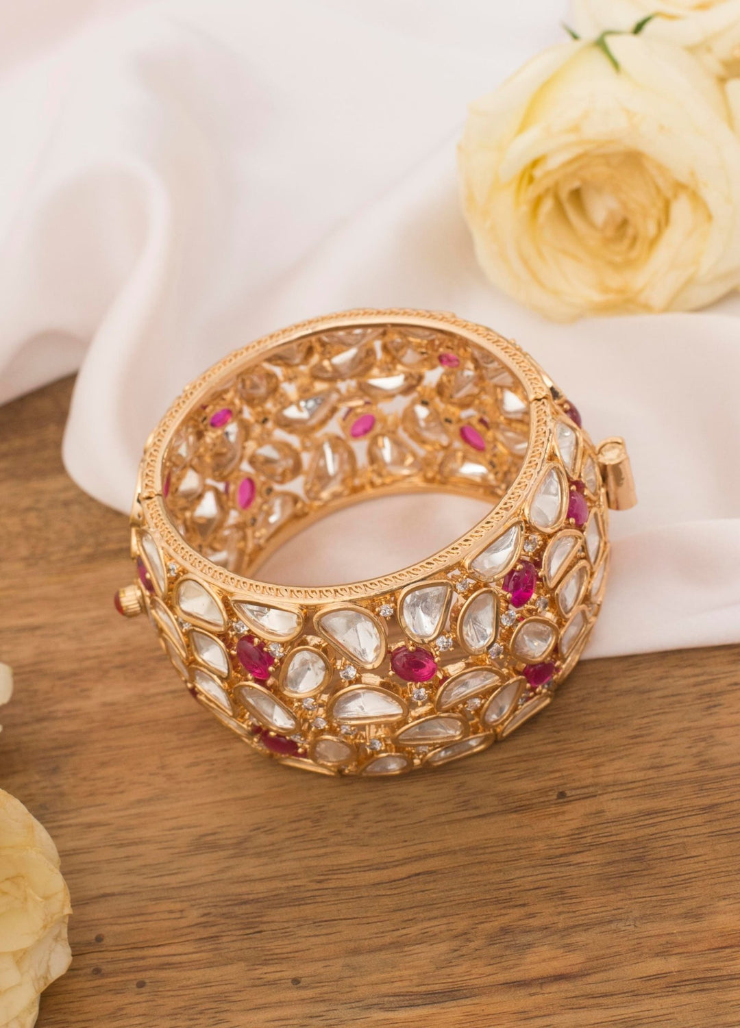 Gold Kundan Kada With Ruby Stones Zevar By Geeta - Fabilicious Fashion