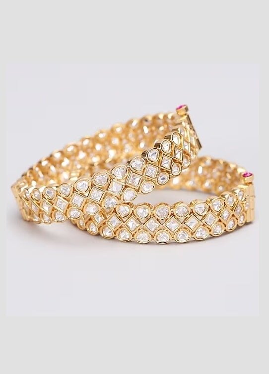 Gold Kundan Polki Kada Set Zevar By Geeta - Fabilicious Fashion