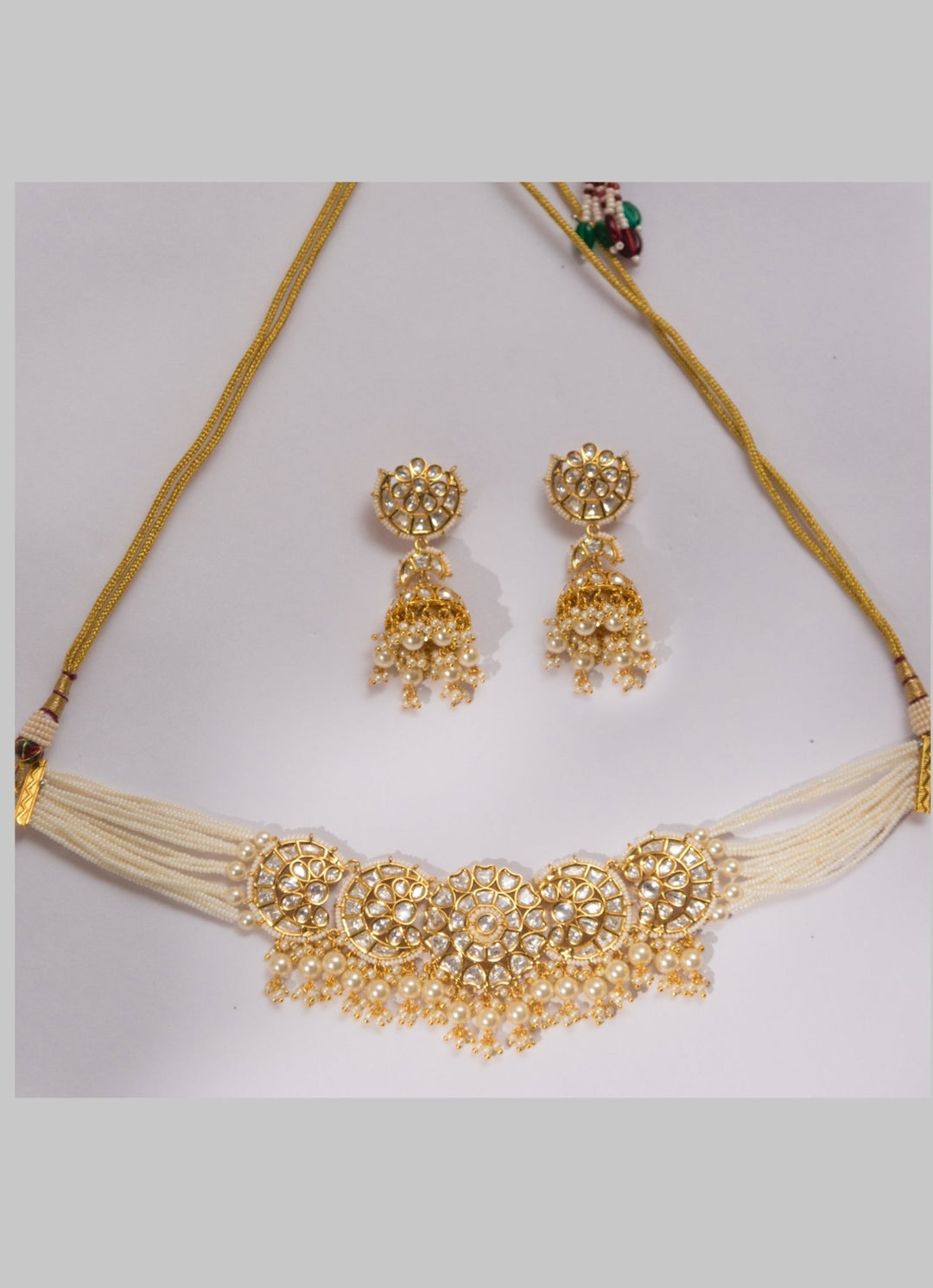 Gold Kundar Choker Set With Jhumkis Zevar By Geeta - Fabilicious Fashion
