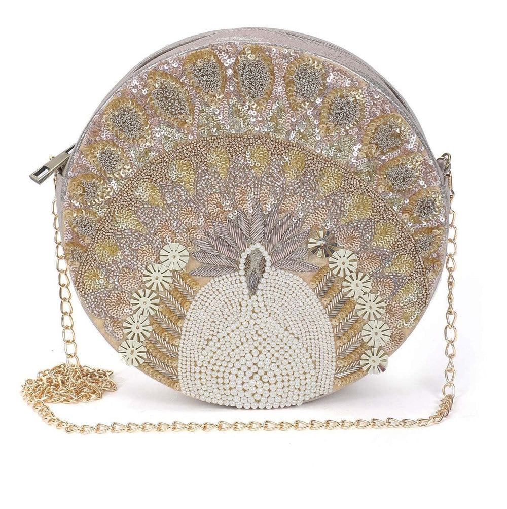 Gold Peacock Sling Bag The Purple Sack - Fabilicious Fashion
