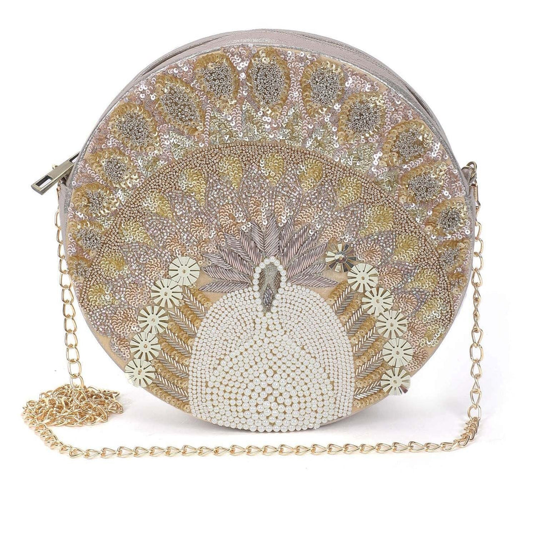 Gold Peacock Sling Bag The Purple Sack - Fabilicious Fashion