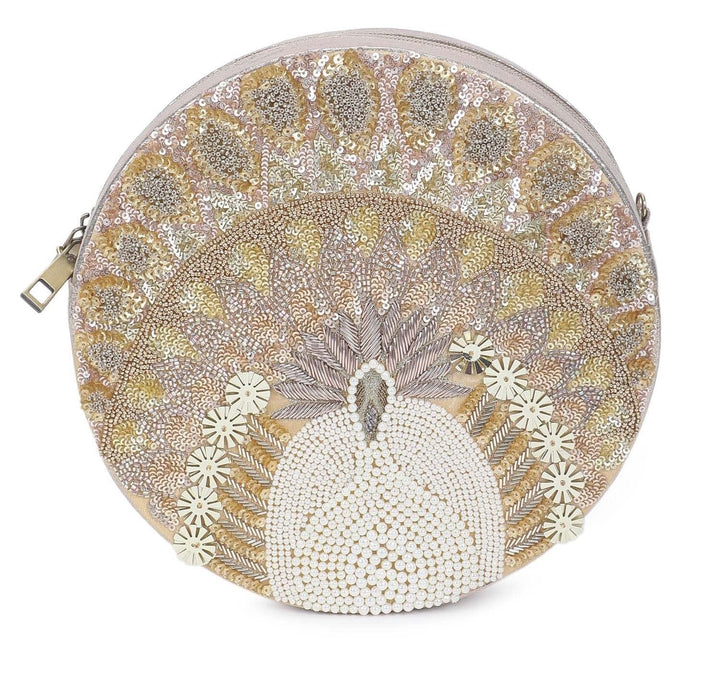 Gold Peacock Sling Bag The Purple Sack - Fabilicious Fashion