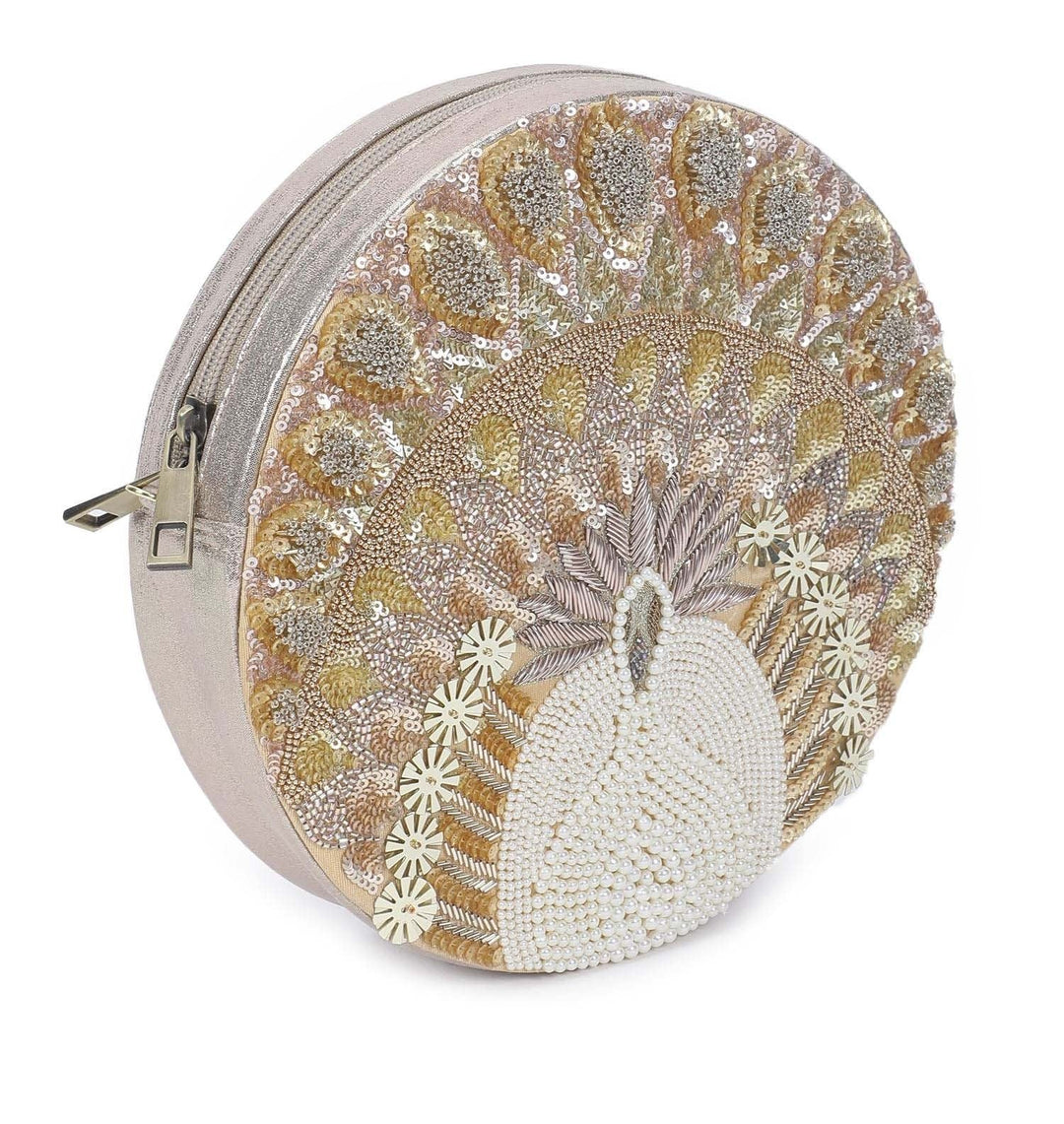 Gold Peacock Sling Bag The Purple Sack - Fabilicious Fashion