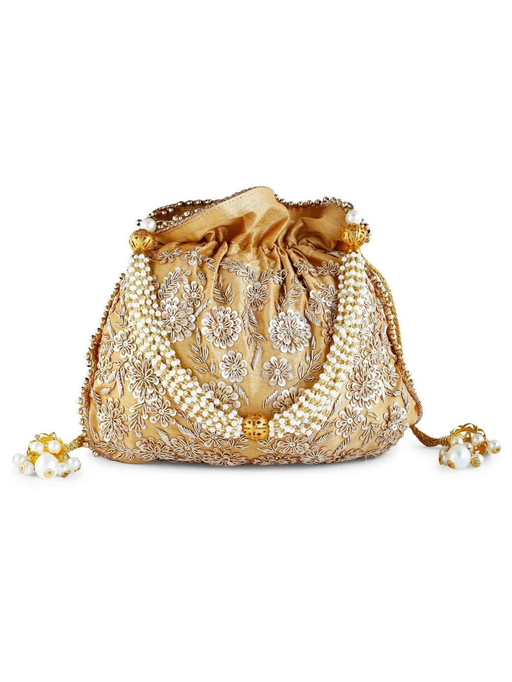 Gold Pearl Studded Potli The Purple Sack - Fabilicious Fashion