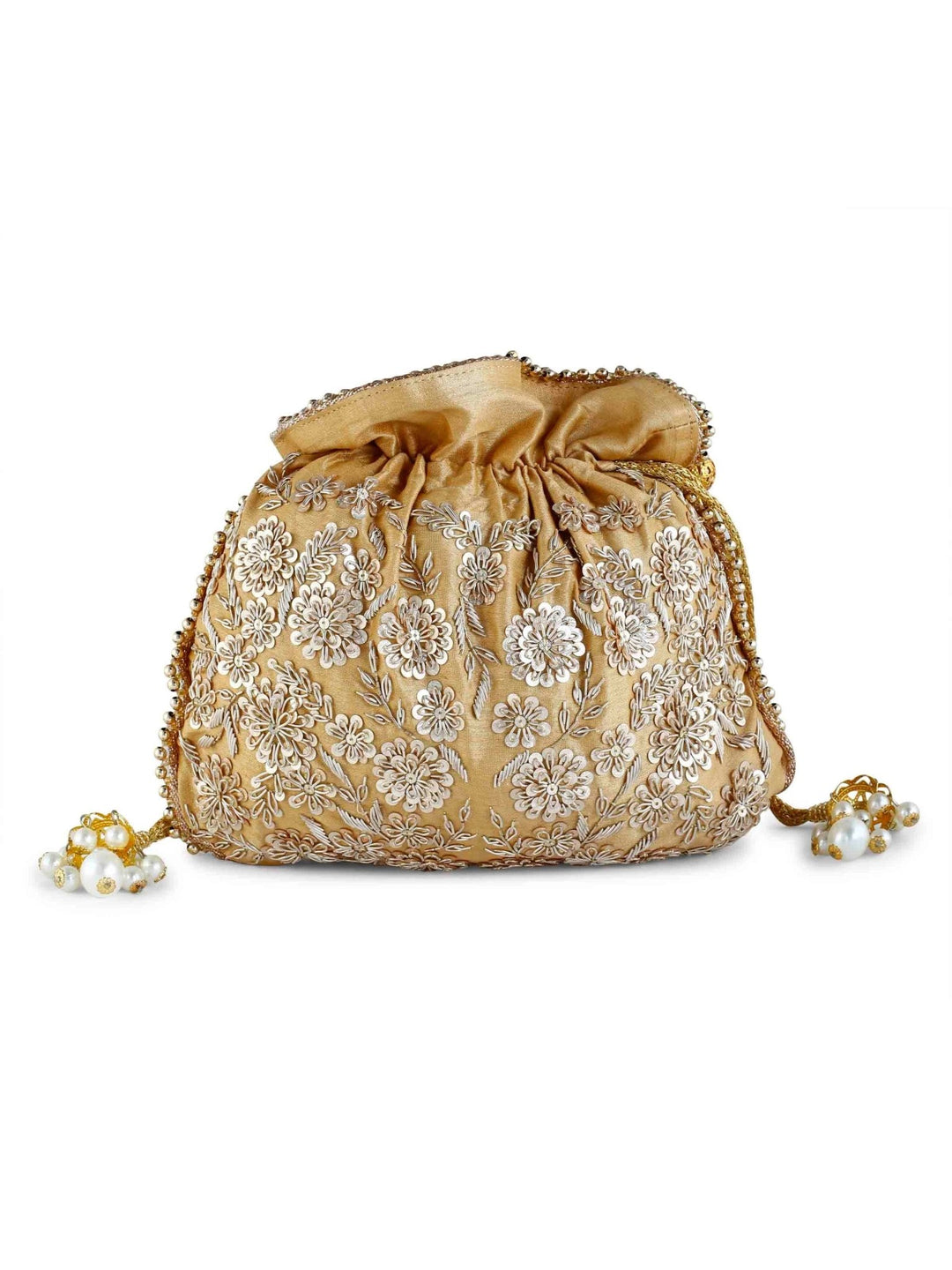 Gold Pearl Studded Potli The Purple Sack - Fabilicious Fashion