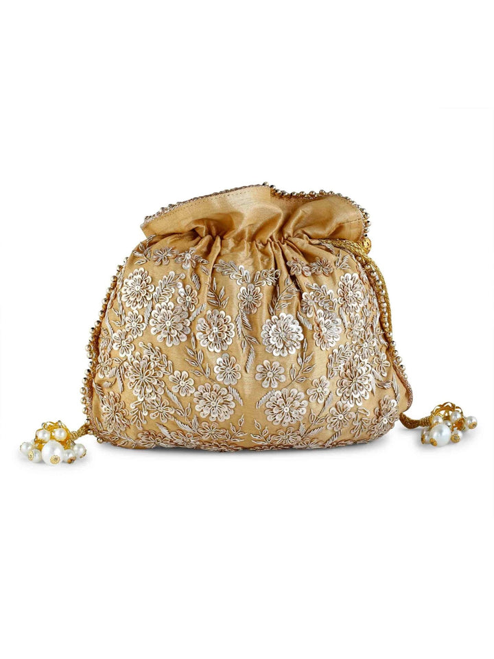 Gold Pearl Studded Potli The Purple Sack - Fabilicious Fashion