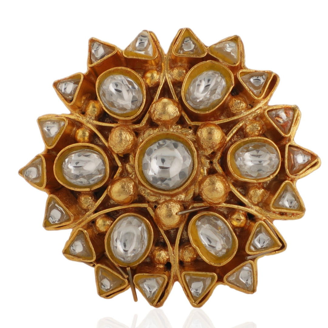 Gold Plated Jadtar Stone Ring Kalyani Indian Jewelry - Fabilicious Fashion