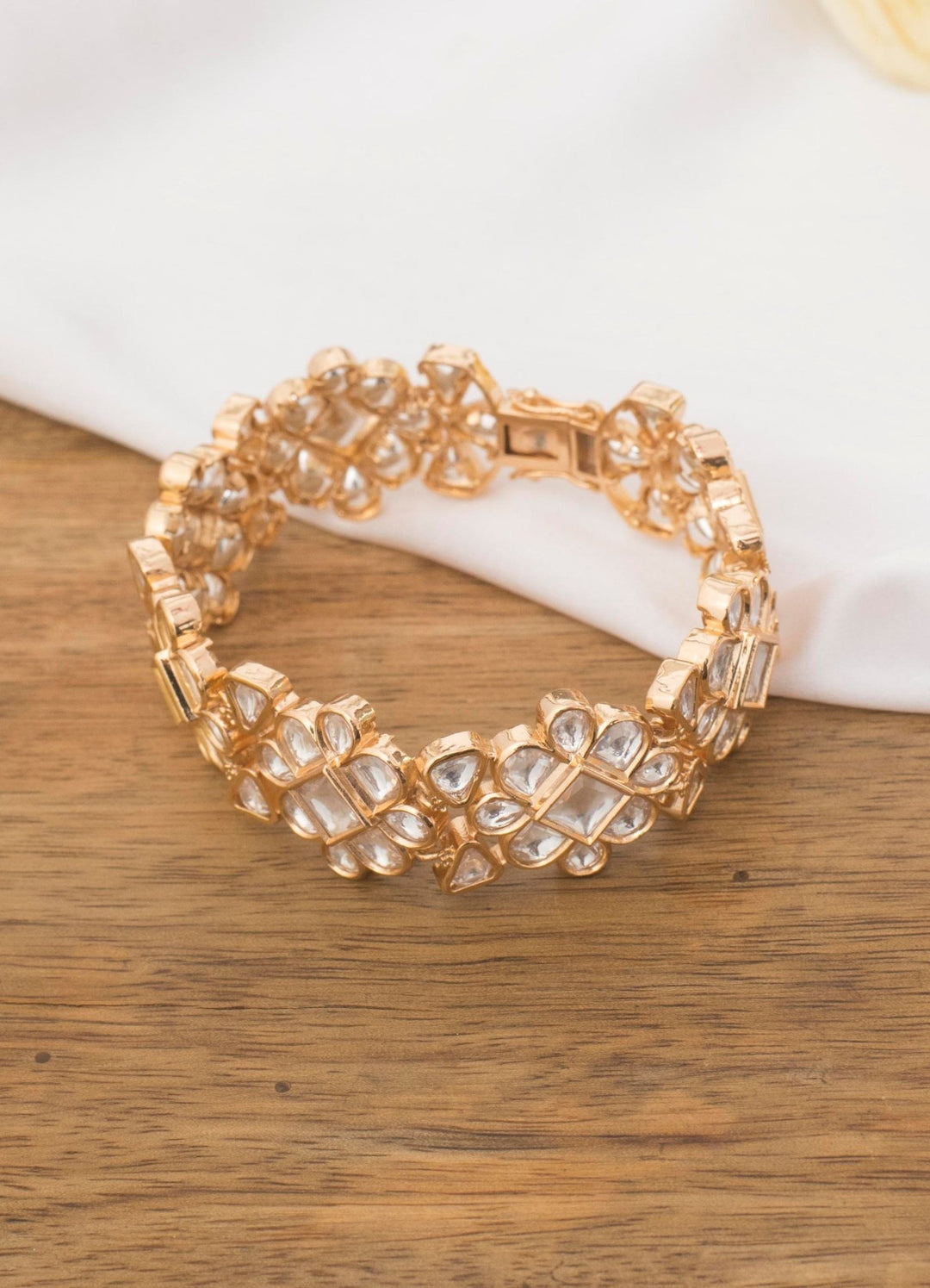 Gold Plated Kundan Bracelet Kada Zevar By Geeta - Fabilicious Fashion
