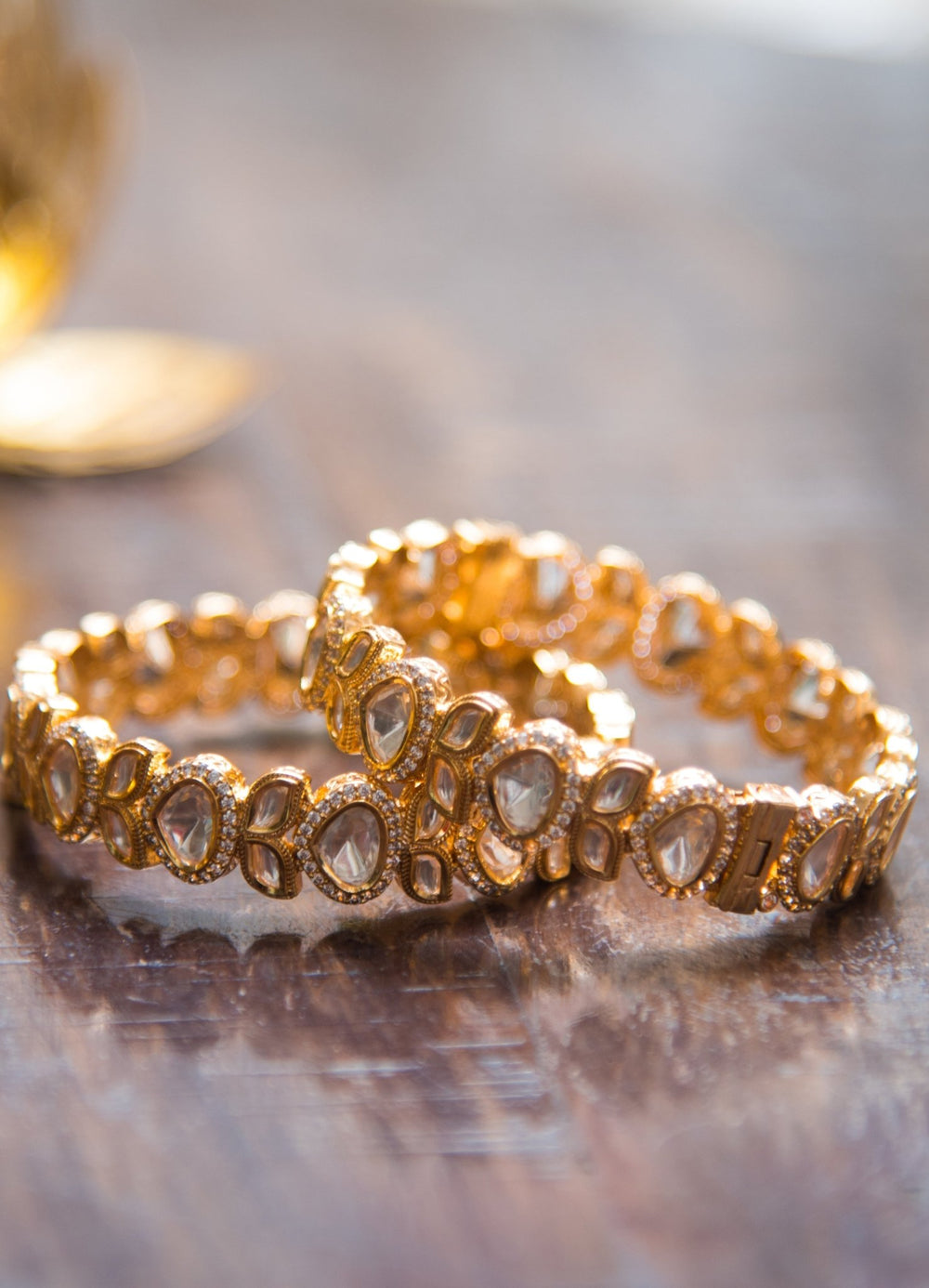 Gold Plated Kundan Kada Set Zevar By Geeta - Fabilicious Fashion