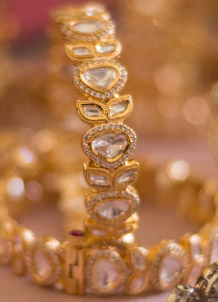 Gold Plated Kundan Kada Set Zevar By Geeta - Fabilicious Fashion