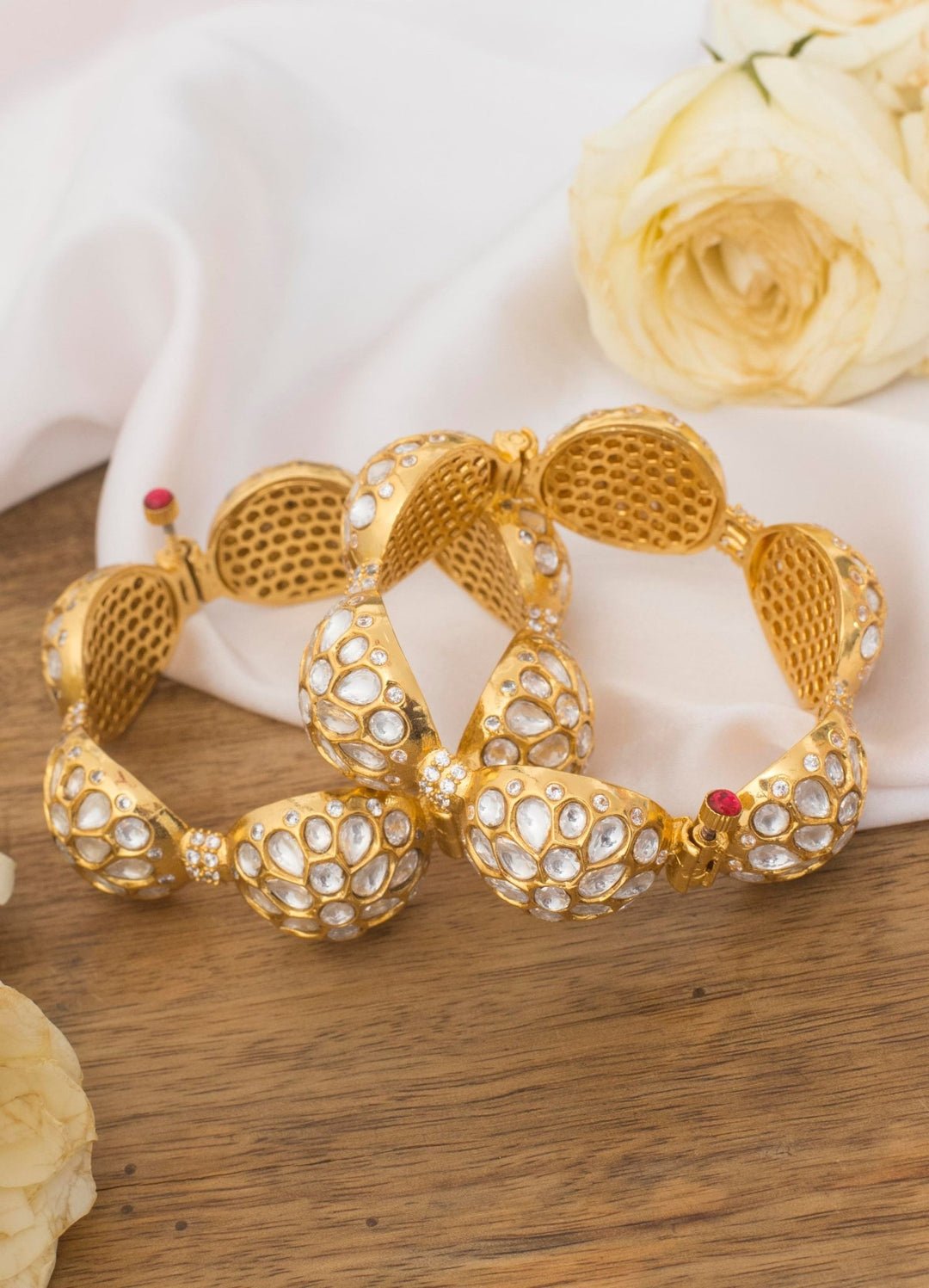 Gold Plated Kundan Kada Set Zevar By Geeta - Fabilicious Fashion