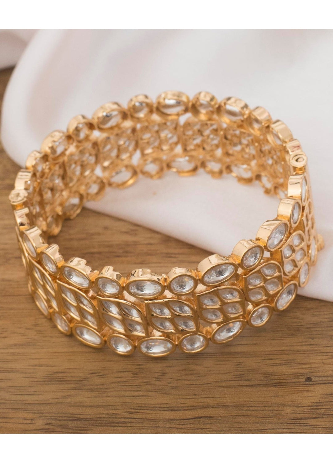 Gold Plated Kundan Kada With Polki Stones Zevar By Geeta - Fabilicious Fashion