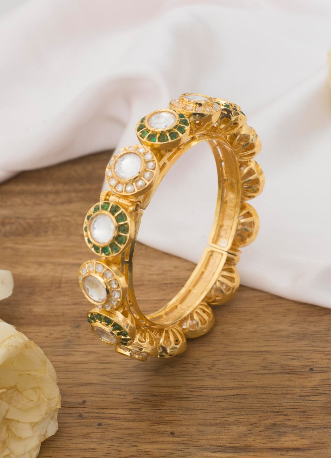 Gold Plated Kundan Kada With Stones Zevar By Geeta - Fabilicious Fashion