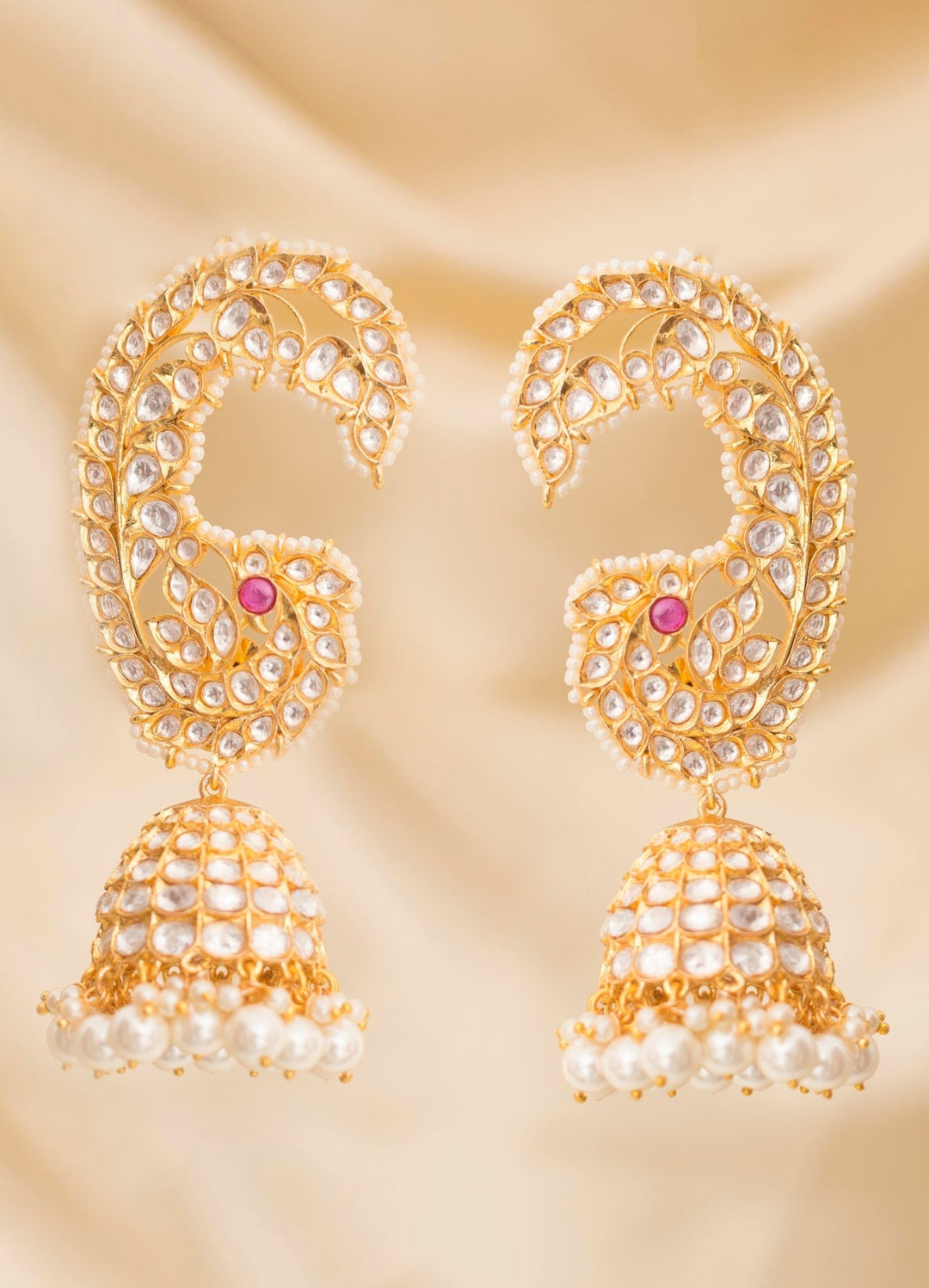 Gold Plated Paisely Look Kundan Earrings Zevar By Geeta - Fabilicious Fashion