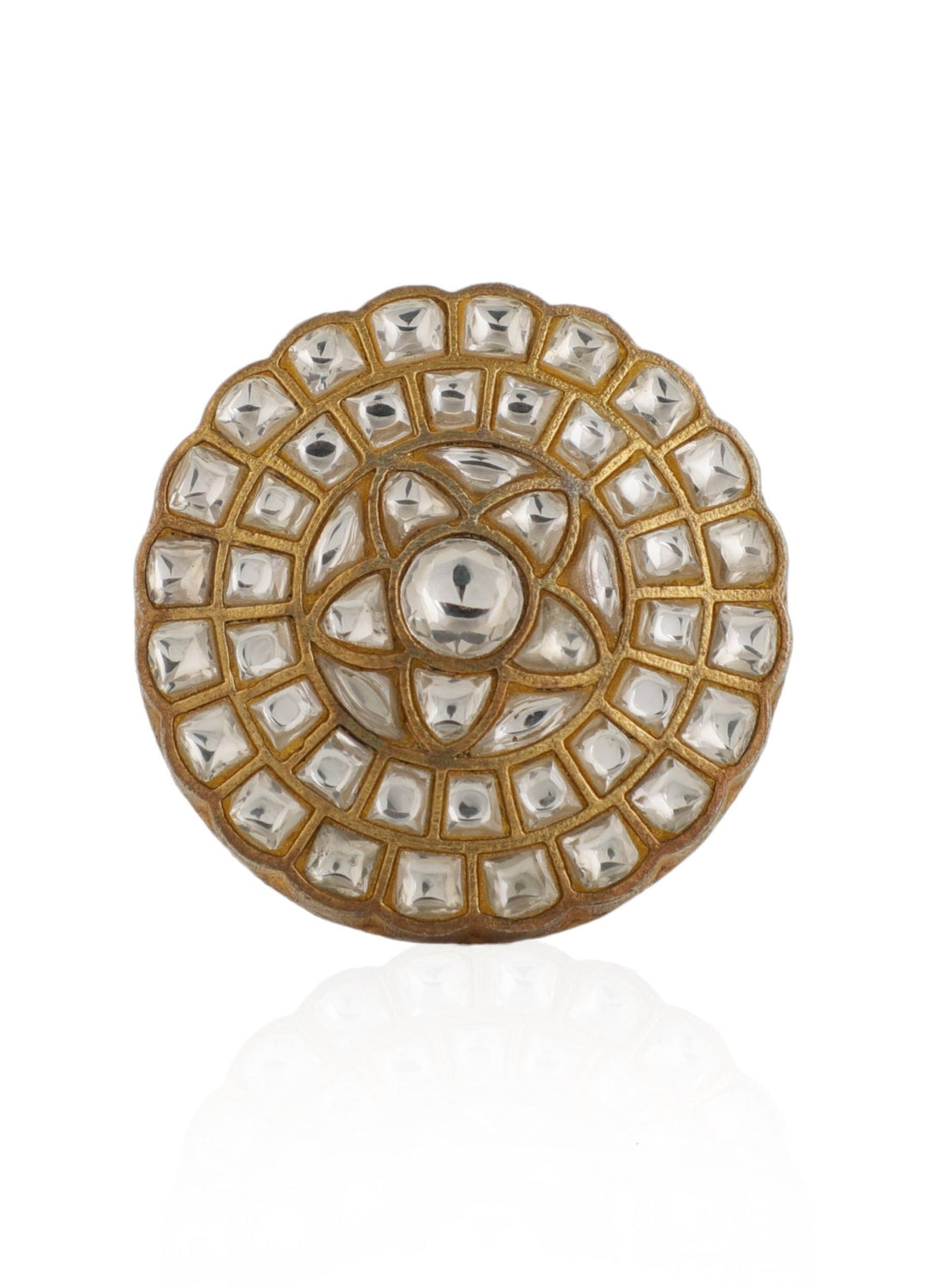 Gold Plated White Stone Embedded Ring Kalyani Indian Jewelry - Fabilicious Fashion