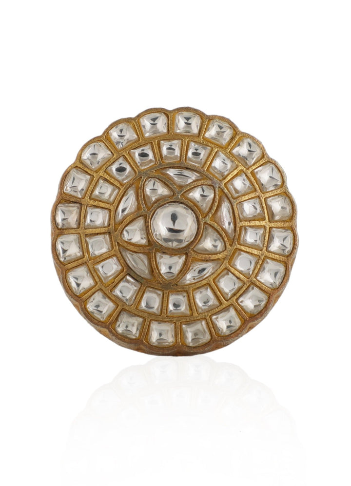 Gold Plated White Stone Embedded Ring Kalyani Indian Jewelry - Fabilicious Fashion