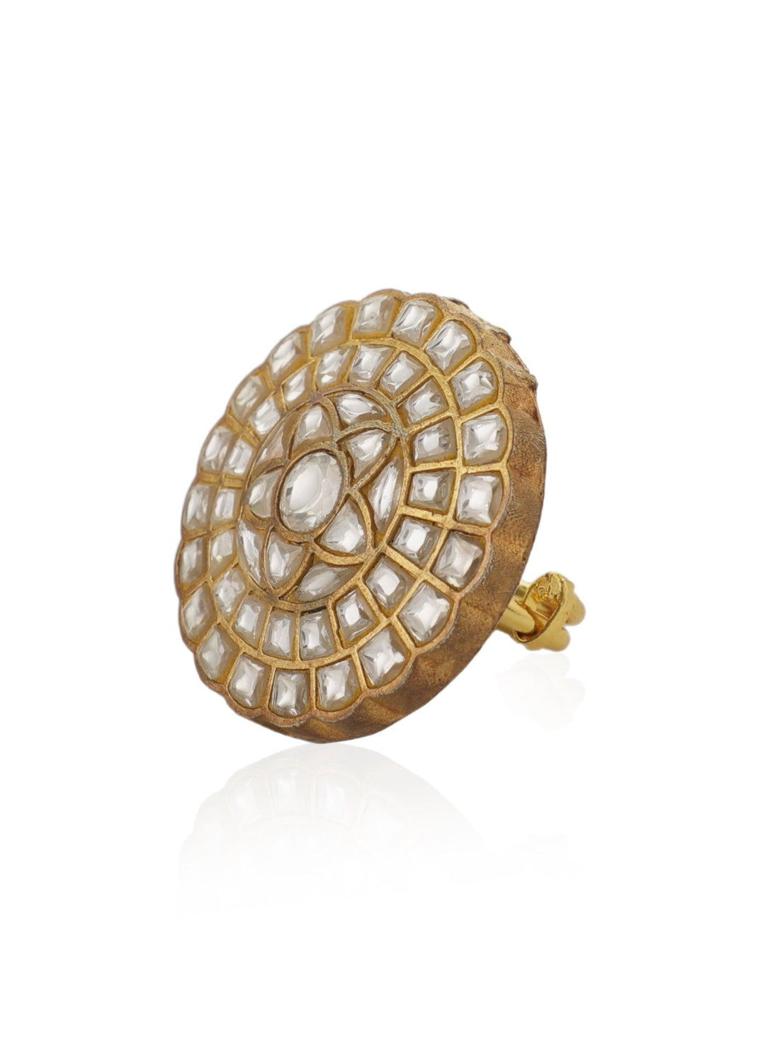Gold Plated White Stone Embedded Ring Kalyani Indian Jewelry - Fabilicious Fashion