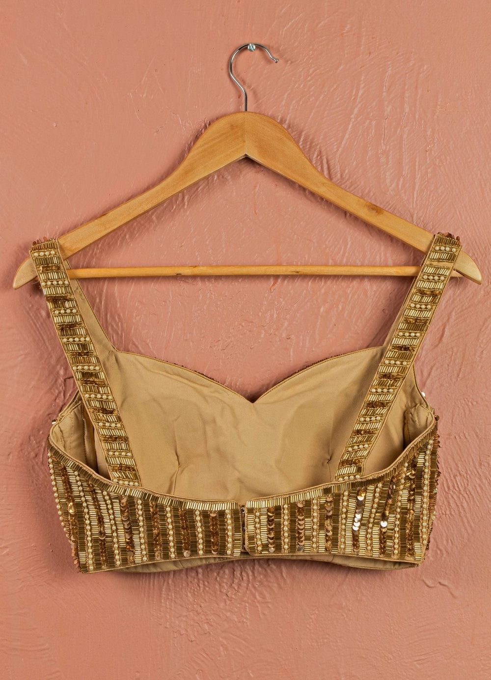 Gold Sequinned and Pearl Bustier Anisha Shetty - Fabilicious Fashion