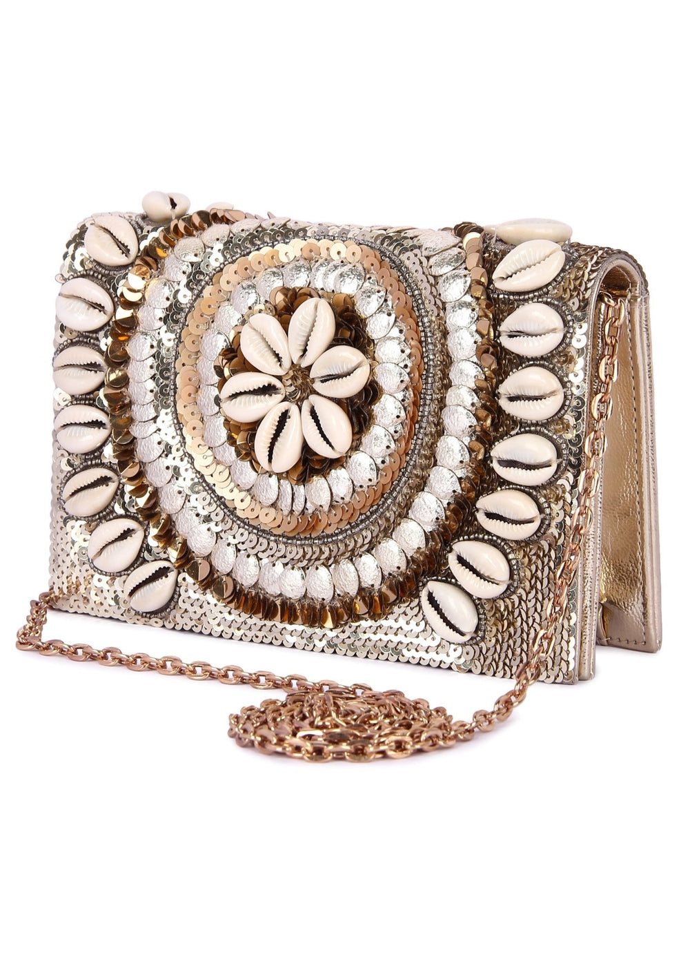 Gold Shell Clutch The Purple Sack - Fabilicious Fashion