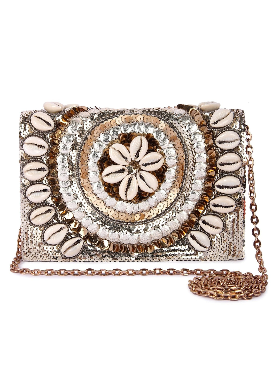 Gold Shell Clutch The Purple Sack - Fabilicious Fashion