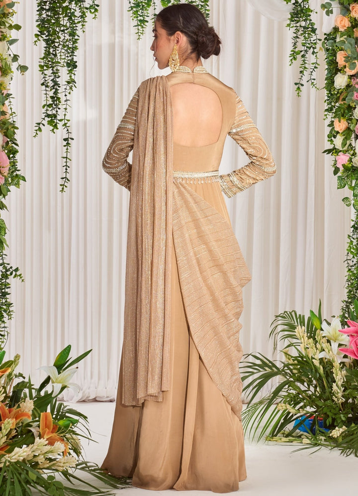 Golden Shimmer Full Sleeved Anarkali Set Nidhika Shekhar - Fabilicious Fashion