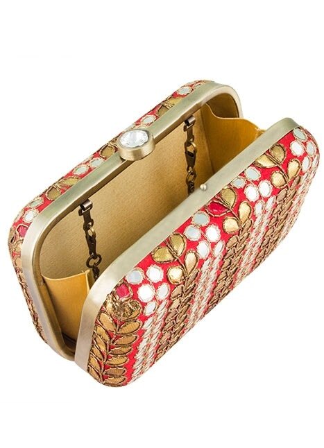 Gotapatti Red Clutch The Purple Sack - Fabilicious Fashion
