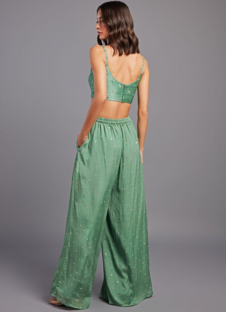 Grace Sage Green Organza Jacket Set Chamee n Palak - Fabilicious Fashion
